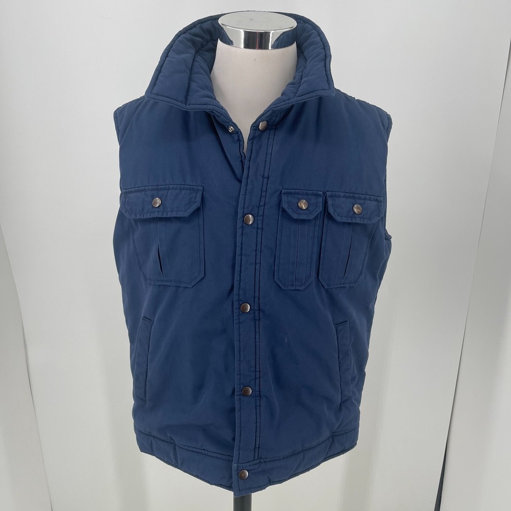 Sears Fieldmaster Winter Vest MENS Navy Blue Snap Close Pockets SIZE LARGE